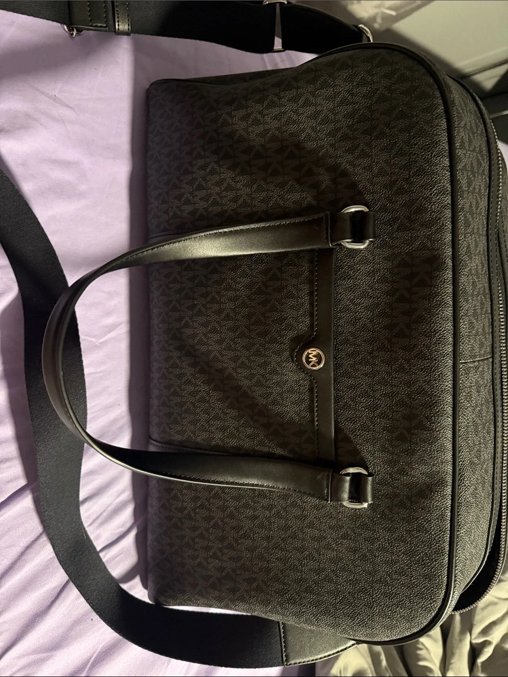 Michael Kors Black MK Logo Laptop Tote